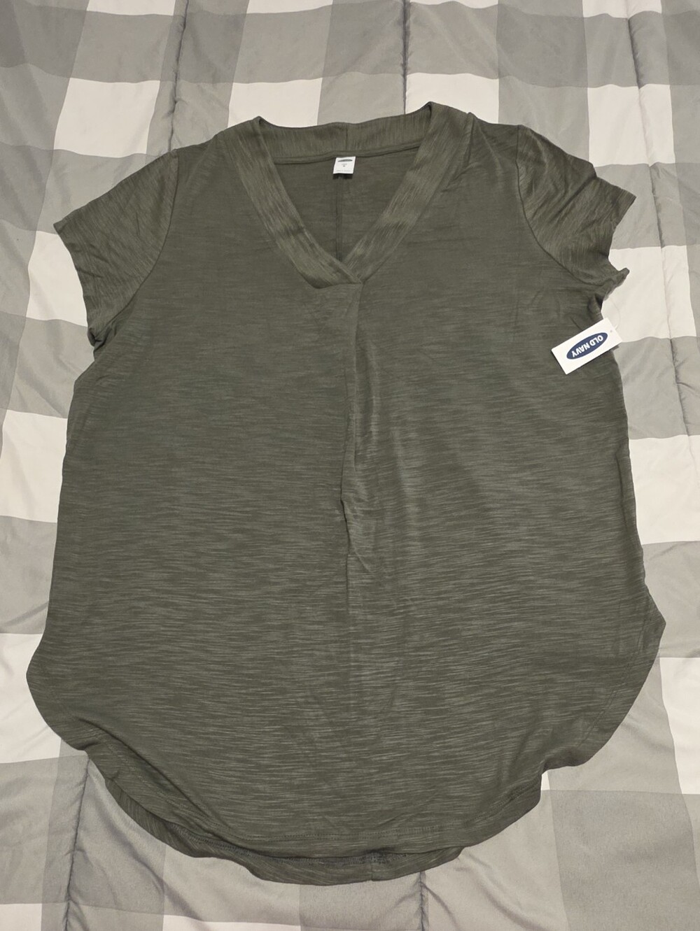 Old Navy Olive V-Neck Short Sleeve Tunic Tee